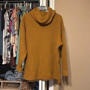 Nuggets Mustard Colored Cowl Neck Sweater